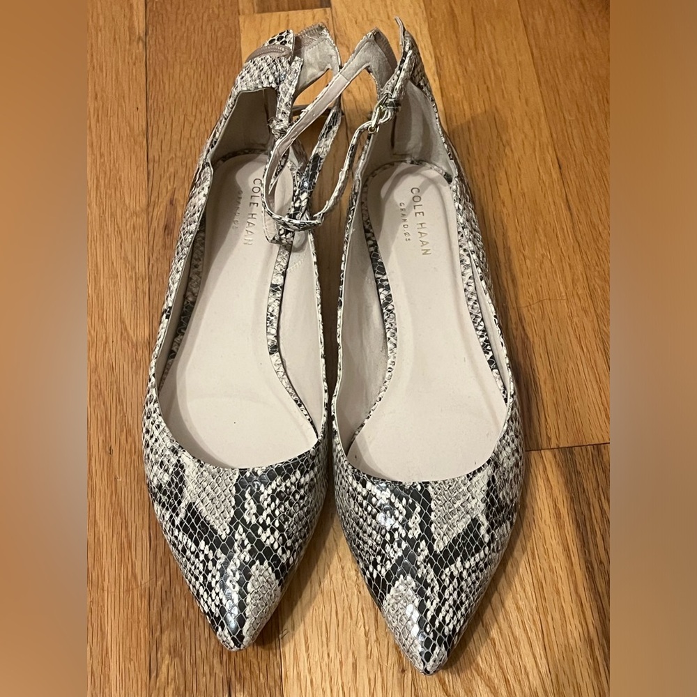 Cole Haan snakeskin pointed toe flats size 8.5